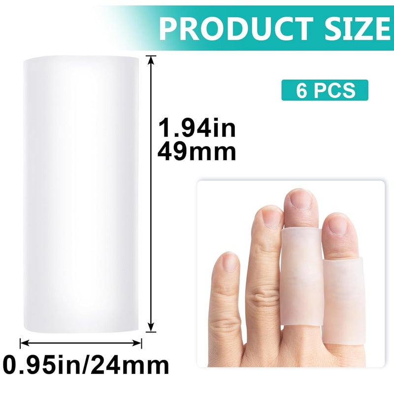 SmallCat 6PCS Silicone Finger Protectors, Gel Finger Support Tube Cots, Fingers Protection, Finger Sleeves, Short Thumb Guard for Finger Arthritis Cracking Pain Relief- Clear - Image 2